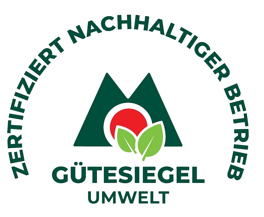 Gütesiegel Umwelt Zertifikat mit Schriftzug Zertifiziert nachhaltiger Betrieb